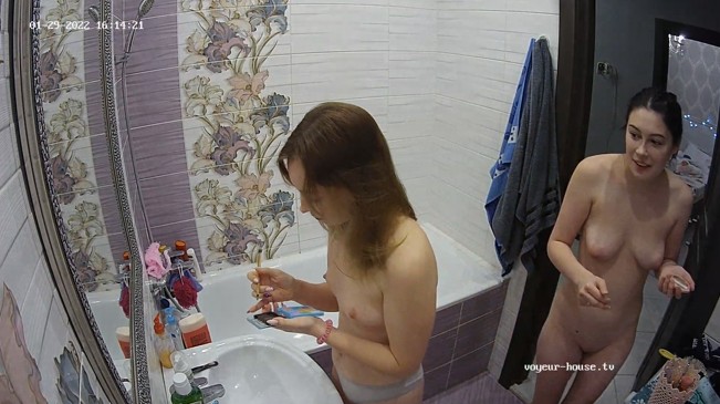 Aylin & Astrid showering and makeup, Jan-29-2022
