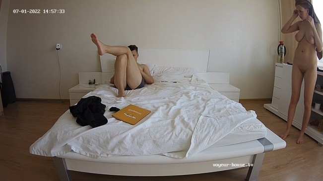 Kellie in bedroom after shower, Jul-01-2022