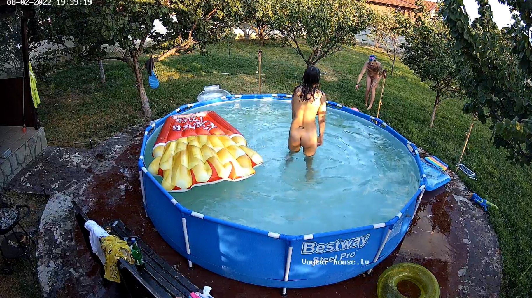 Sabrina and Calvin late naked pool fun, Aug02/22