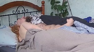 Herman quietly masturbates while his harem is sleeping
