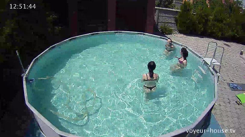 Girls enjoy the pool