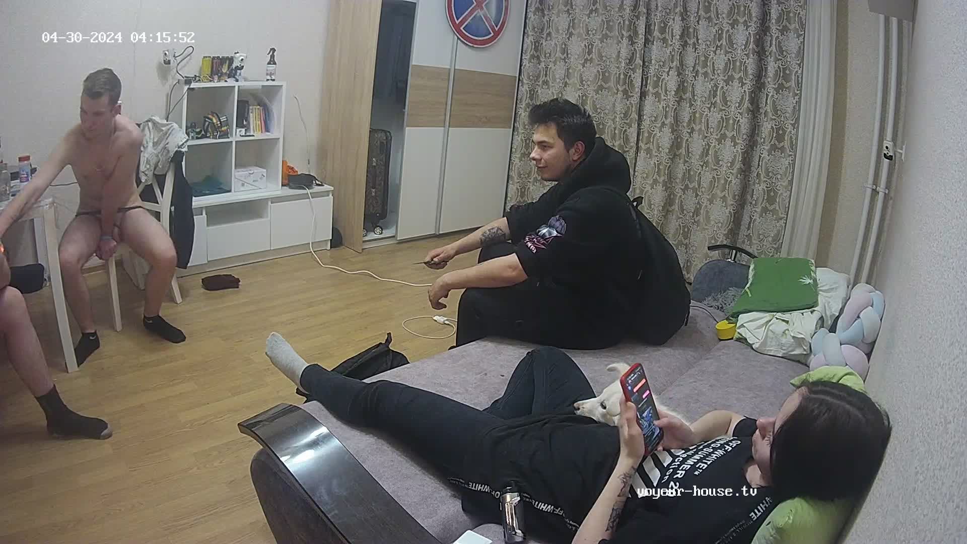 Watch Regular daily live stuff Guest guys fooling around naked 30-04-2024 | Naked  people with Tristan in Living room | The biggest Voyeur Videos gallery