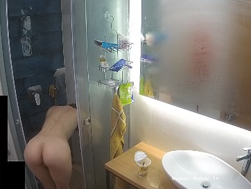 Tiny cutie Clara showing us her cute small ass in shower, April 16
