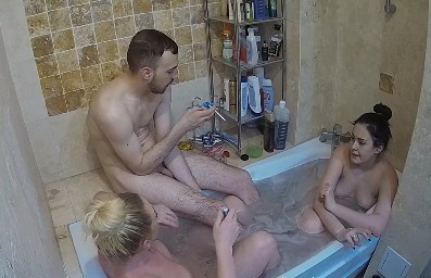 George joins naked Ary and Anni for smoking break in bath, March 27