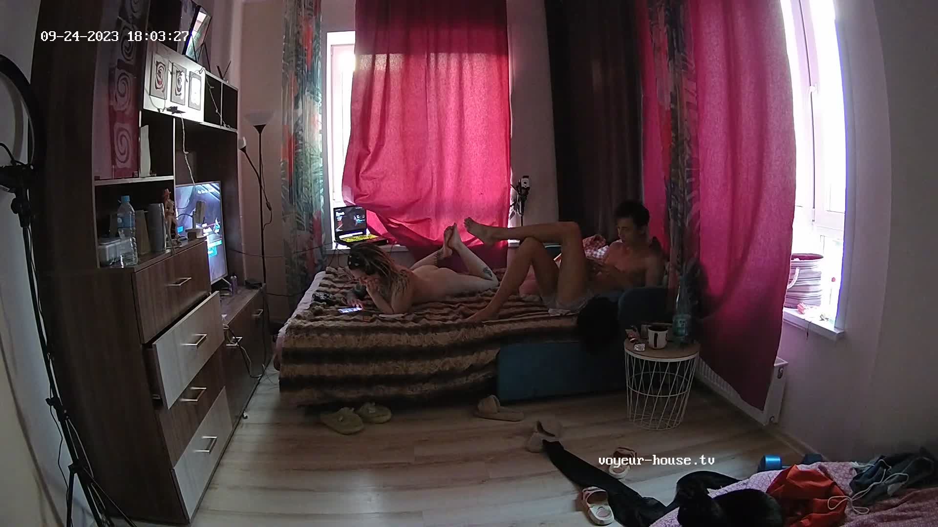 Fisa watching TV naked, Sep24/23