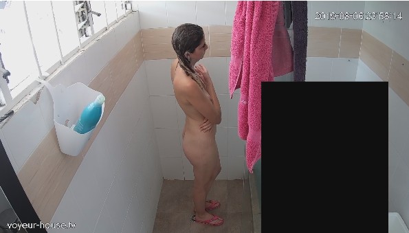 Skinny Sallie taking a shower for her hot body, August 7